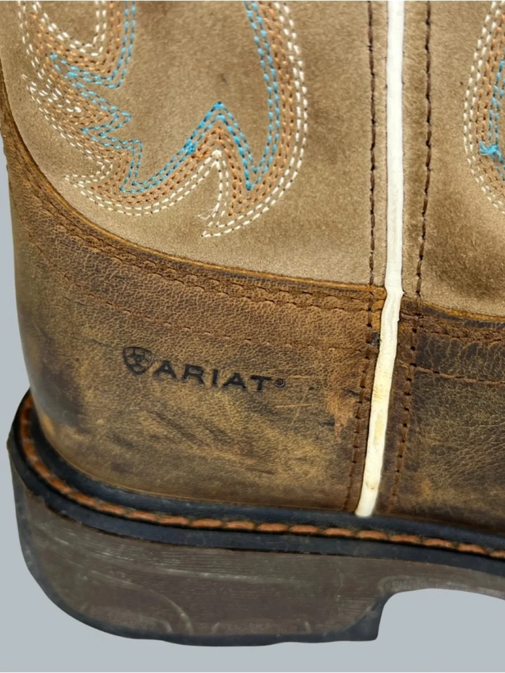 Ariat WorkHog Youth 5.5 Brown Leather Wide Square Toe Cowboy Western Boots